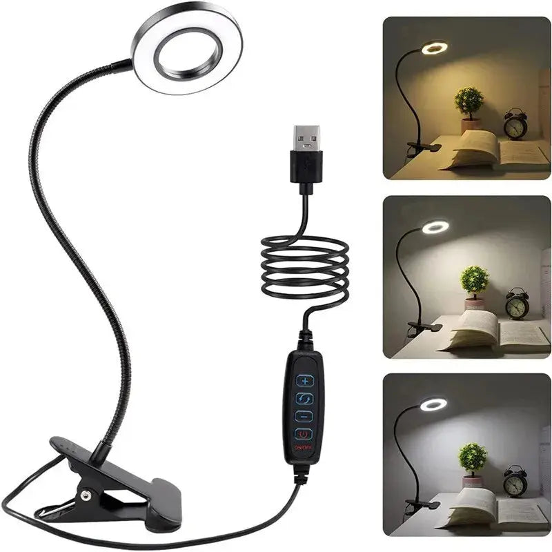 Lampe de lecture LED USB flexible 360° à pince solampe.com