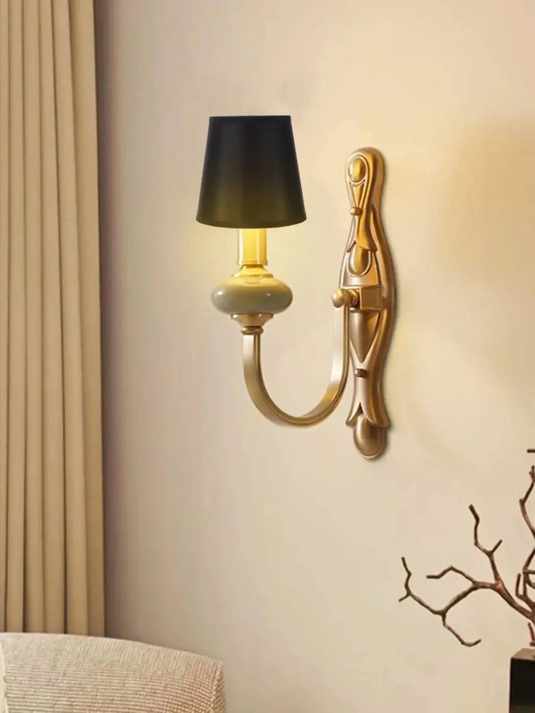 Abat jour lampe de chevet <br> Ebène et Or solampe.com