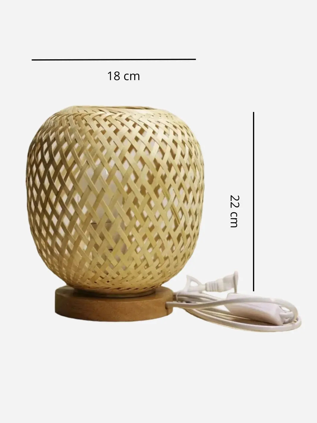 Lampe de chevet Bambou forme sphère avec cotes solampe.com