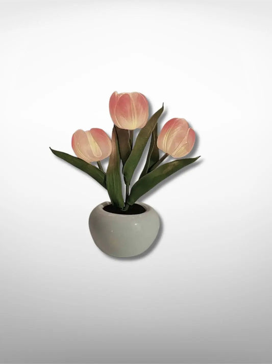 Lampe de chevet <br> Bouquet de Tulipes Roses solampe.com