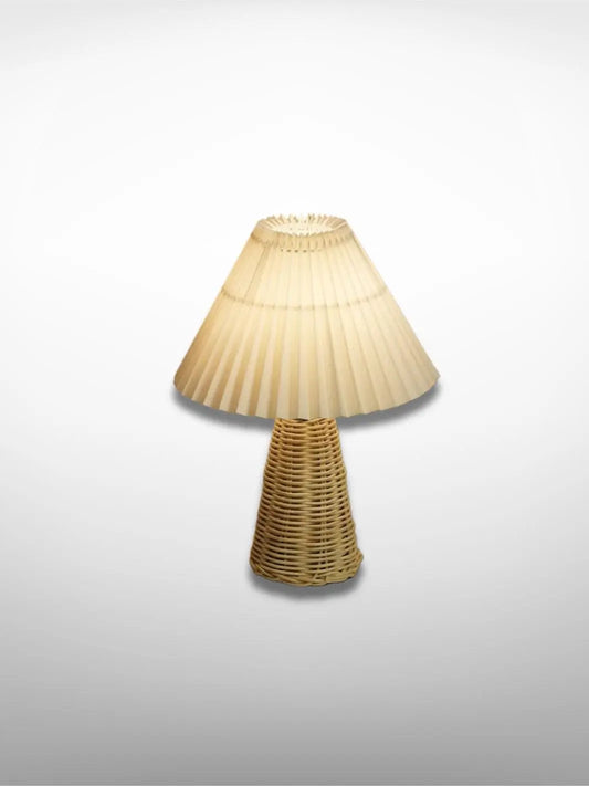 Lampe de chevet <br> Cône en Rotin Blanc solampe.com