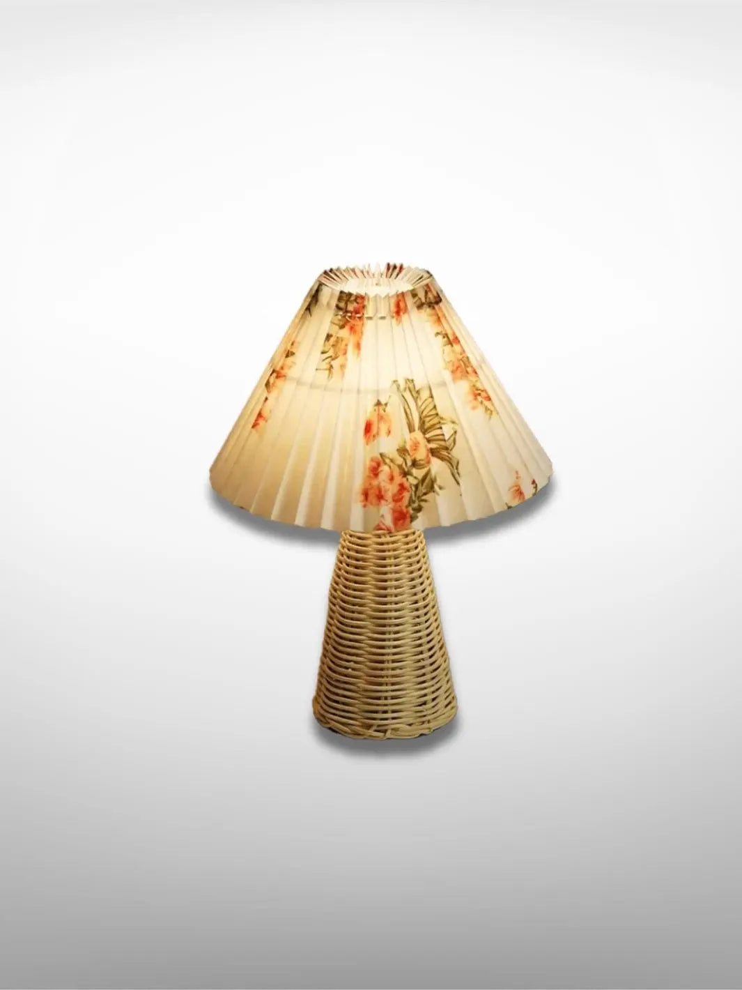 Lampe de chevet <br> Cône en Rotin Fleuri solampe.com