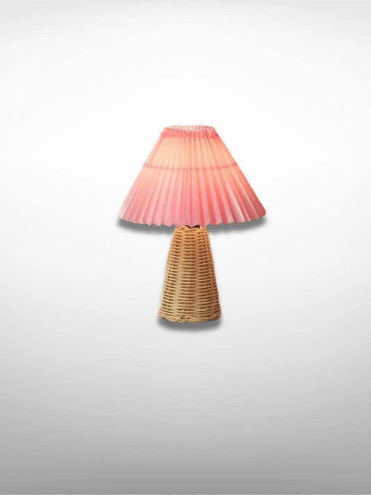 Lampe de chevet <br> Cône en Rotin Rose solampe.com