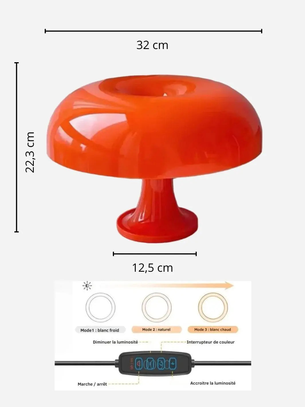 Lampe de chevet <br> Le Champignon Vintage solampe.com