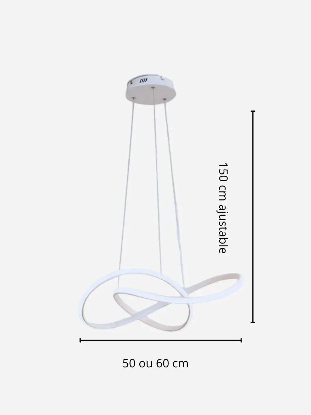 Lampe de chevet suspendue <br> Le Ruban blanc avec cotes solampe.com