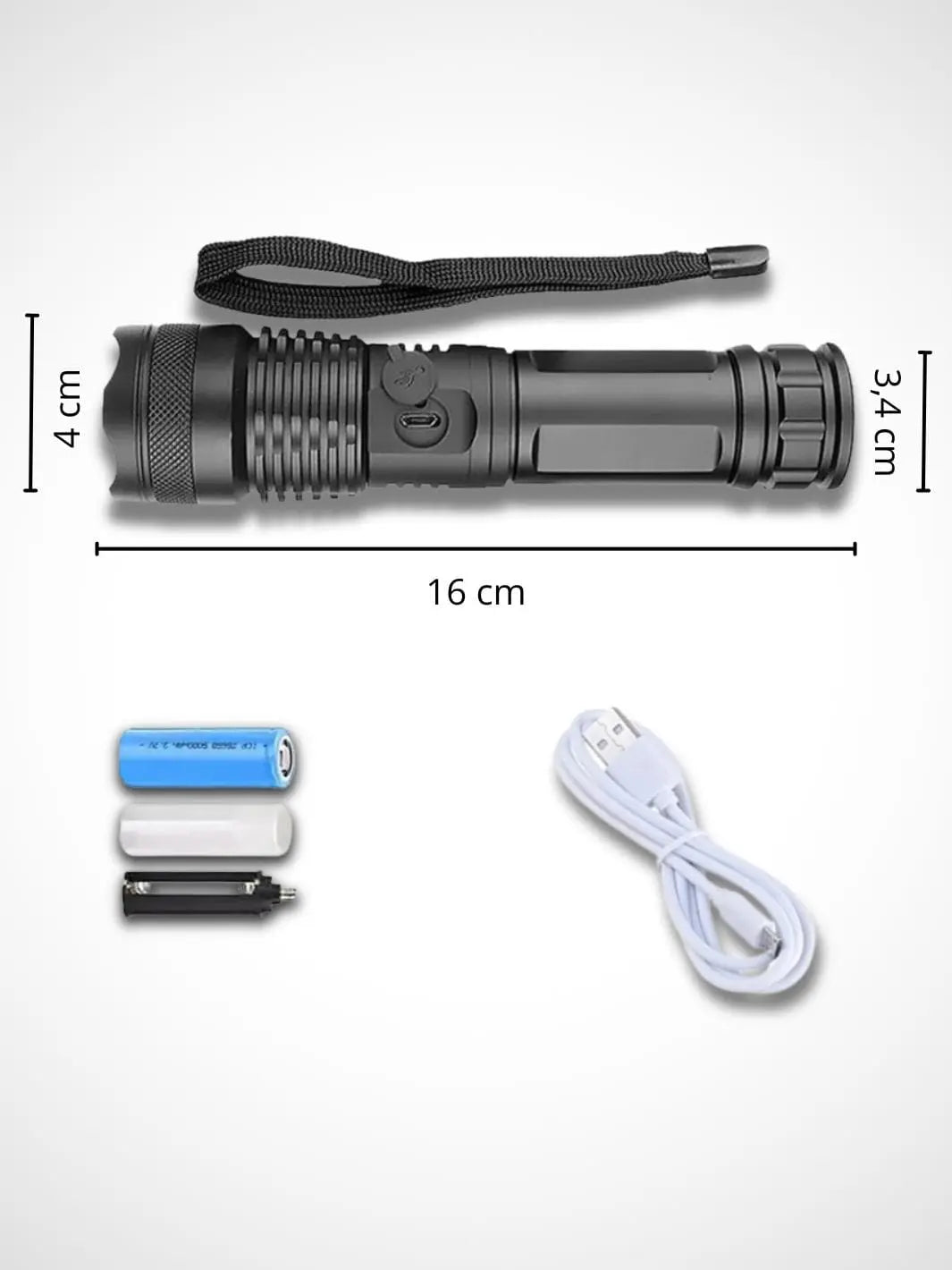 Lampe torche <br> XHP100 Led rechargeable solampe.com