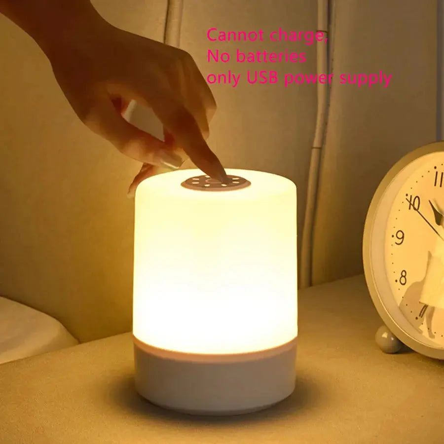 USB plug-in Power LED Touch Night Light Warm Sleeping Lamp Eye protection Reading Bedside Table Lamp Home Children Room Bedroom solampe.com